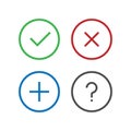 Check, Remove, Delete, Close, Add, Question, FAQ Icon in perfect pixel flat design. Confirm icons Royalty Free Stock Photo