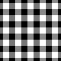 Check seamless pattern. Black checks on white background. Repeated gingham. Scottish style design prints. Repeating texture plaid