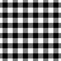 Check seamless pattern. Black checks on white background. Repeated gingham geometric patern. Scottish style design prints