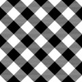 Check seamless pattern. Black checks on white background. Repeated gingham geometric patern. Scottish style design prints