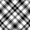 Check seamless pattern. Black checks on white background. Repeated gingham geometric patern. Scottish style for design prints