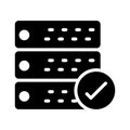 Check server glyph flat vector icon