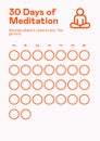 Check sheet 30 days of meditation. habits tracker. Lush Lava