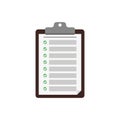 Check sheet with green checkmarks in flat Royalty Free Stock Photo