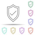 Check shield multi color icon. Simple thin line, outline vector of logistics icons for ui and ux, website or mobile application Royalty Free Stock Photo