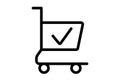 check shopping cart line icon black tick web symbol minimalist app sign
