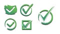 Realistic Set of simple web buttons green check mark and red cross.