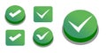 Realistic Set of simple web buttons green check mark and red cross.