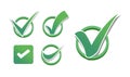Realistic Set of simple web buttons green check mark and red cross.