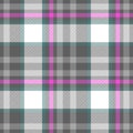 Check tartan plaid fabric seamless pattern texture background - gray, pink, white and blue colored Royalty Free Stock Photo