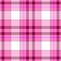 Check tartan plaid fabric seamless pattern texture background - pink, purple and white colored Royalty Free Stock Photo