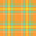 Check tartan plaid scotch fabric seamless pattern texture background - orange, blue, yellow, green and white color