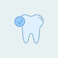 Check tooth 2 colored line icon. Simple colored element illustration. Outline symbol design from dental set