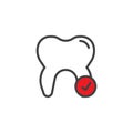 Check tooth filled outline icon