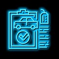 check used car neon glow icon illustration Royalty Free Stock Photo