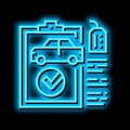 check used car neon glow icon illustration Royalty Free Stock Photo