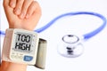 Check your blood pressure and pulse to prevent heart problems Royalty Free Stock Photo