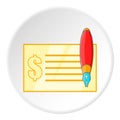 Checkbook icon, cartoon style