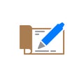 Checkbook with pen colorful icon, vector flat sign