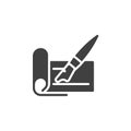 Checkbook and pen vector icon