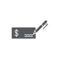 Checkbook and pen vector icon symbol isolated on white background Royalty Free Stock Photo