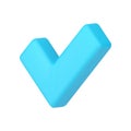 Checkbox blue check mark done correct choice validation success vote 3d icon realistic vector