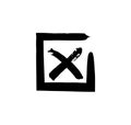 Checkbox. Check signs V X. Chalk and brush checkmarks set. Vector set