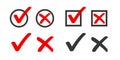 Checkbox checkmark square icon vector or confirm false true check mark red pictogram graphic clipart, right wrong marker felt tip Royalty Free Stock Photo