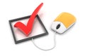 Checkbox with computer mouse, 3d render Royalty Free Stock Photo