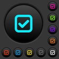 Checkbox dark push buttons with color icons Royalty Free Stock Photo