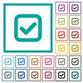 Checkbox flat color icons with quadrant frames