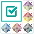 Checkbox flat color icons with quadrant frames