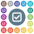 Checkbox flat white icons on round color backgrounds