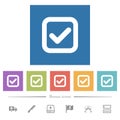 Checkbox flat white icons in square backgrounds