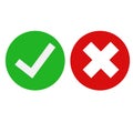 Checkbox icon, isolated, green and red color white background done work or option. Flat design EPS 10