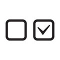 Checkbox set with blank and checked checkbox vector icon.