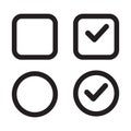 Checkbox set with blank and checked checkbox vector icon. Royalty Free Stock Photo