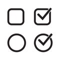 Checkbox set with blank and checked checkbox vector icon. Royalty Free Stock Photo