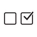 Checkbox set with blank and checked checkbox vector icon.