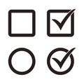 Checkbox set with blank and checked checkbox vector icon.