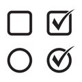 Checkbox set with blank and checked checkbox vector icon.