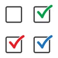 Checkbox set with blank and checked checkbox vector icon. Verify icon. Royalty Free Stock Photo