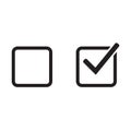 Checkbox set with blank and checked checkbox vector icon. Verify icon. Royalty Free Stock Photo