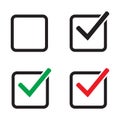 Checkbox set with blank and checked checkbox vector icon. Verify icon.