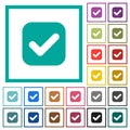 Checkbox solid flat color icons with quadrant frames