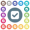 Checkbox solid flat white icons on round color backgrounds
