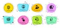 Checkbox, Support and Security agency icons set. Like video, Heart and Face verified signs. Vector
