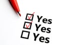 Checkbox for yes