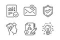 Checked calculation, New mail and Confirmed icons set. Mindfulness stress, Algorithm and Idea signs. Vector Royalty Free Stock Photo