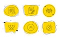 Article, Intersection arrows and Employee hand icons set. Checked calculation, Swipe up and Capsule pill signs. Vector